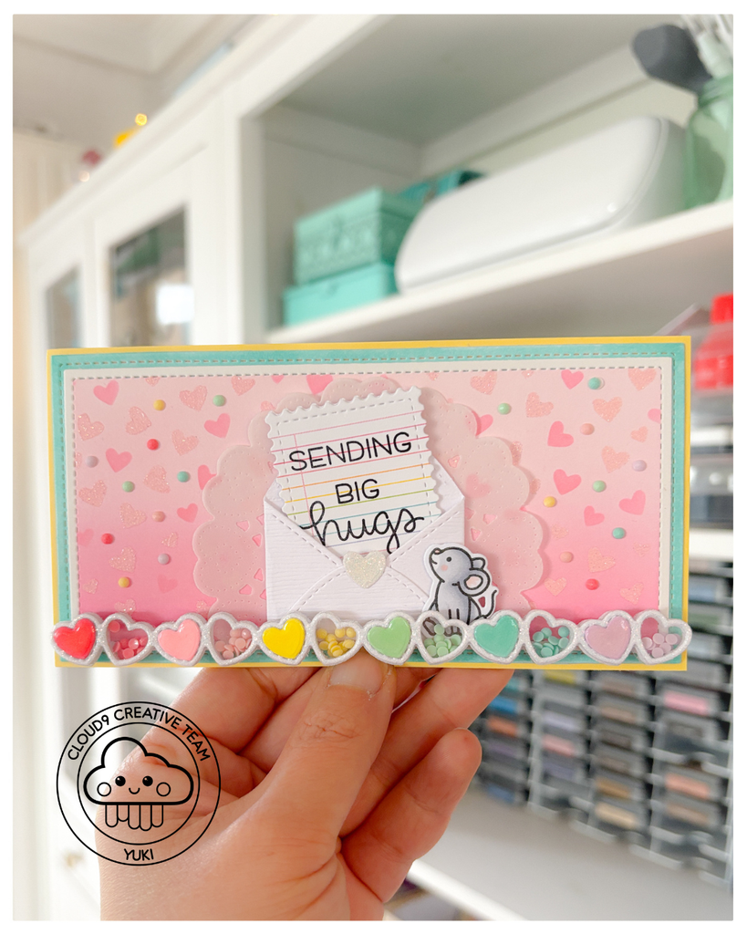 Mini Slimline Valentine's Card feat. Lawn Fawn Valentine Hearts Border