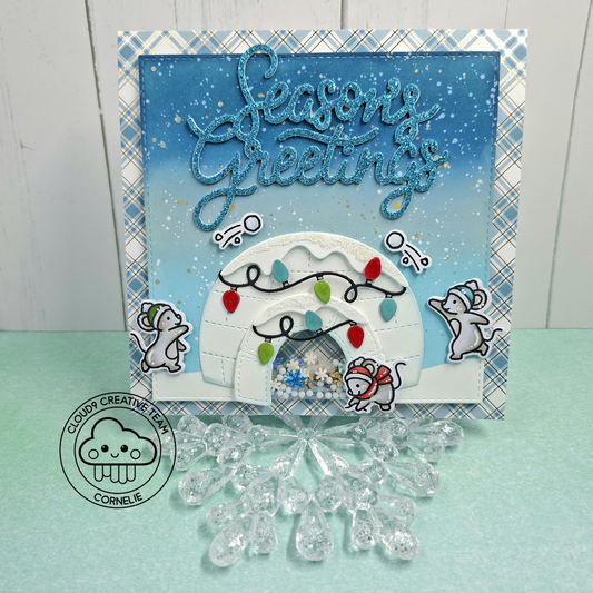 Winter Shaker Card feat. Lawn Fawn Giant Season's Greetings