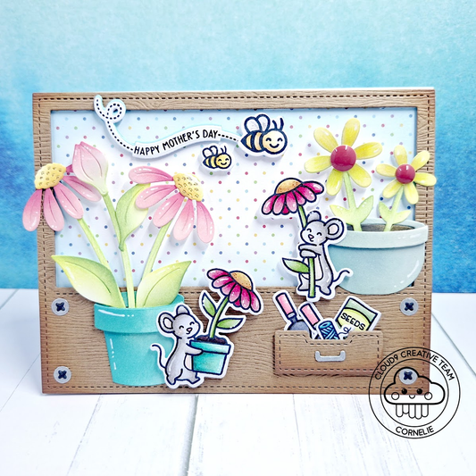 Mother's Day Card feat Lawn Fawn Big Blossom Flowers