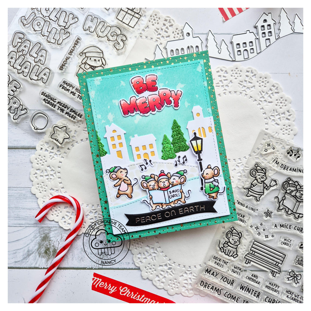 Christmas Card feat. Lawn Fawn Village Hillside Border