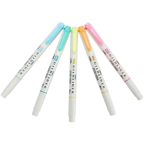 Zebra - Mildliner Double Ended Marker Bold & Fine Point Fluorescent (5pcs)