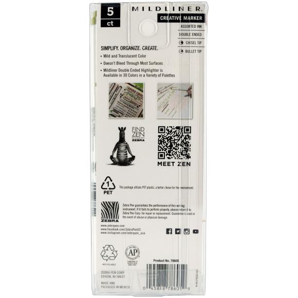 Zebra - Mildliner Double Ended Marker Bold & Fine Point Neutral (5pcs)