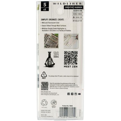 Zebra - Mildliner Double Ended Marker Bold & Fine Point Neutral (5pcs)