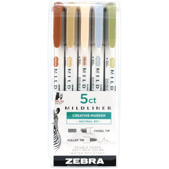 Zebra - Mildliner Double Ended Marker Bold & Fine Point Neutral (5pcs)