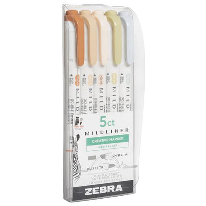 Zebra - Mildliner Double Ended Marker Bold & Fine Point Neutral (5pcs)
