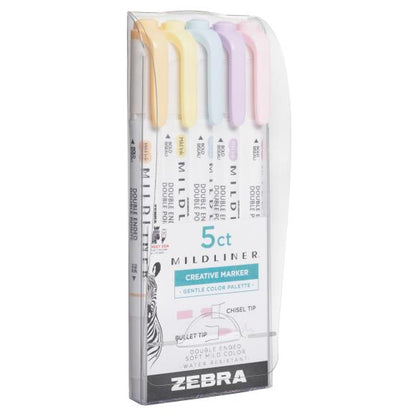 Zebra - Mildliner Double Ended Marker Bold & Fine Point Gentle (5pcs)