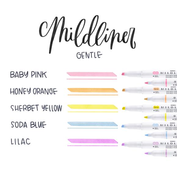 Zebra - Mildliner Double Ended Marker Bold & Fine Point Gentle (5pcs)