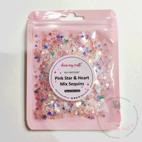 Dress My Craft - Sequins Pink Star & Heart Mix