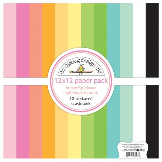 Doodlebug Design - Butterfly Kisses Textured Cardstock Assortment Pack 12x12"
