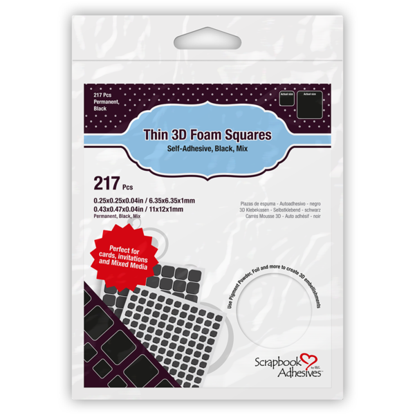 Scrapbook Adhesives - Thin 3D Foam Squares Black Mix (217pcs)