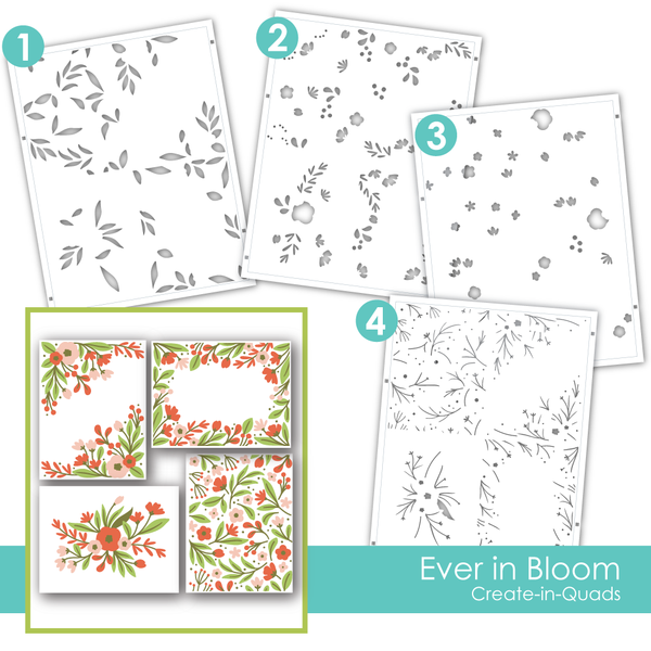 Taylored Expressions - Create-in-Quads- Ever in Bloom Layering Stencil