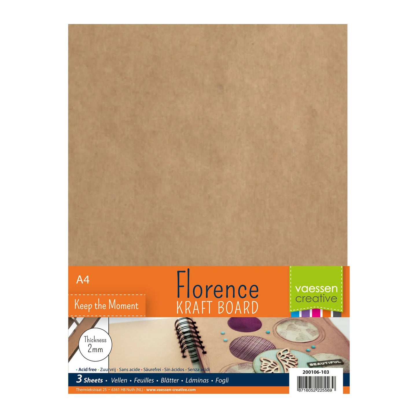 Vaessen - 2mm Kraft Chipboard (3pcs)