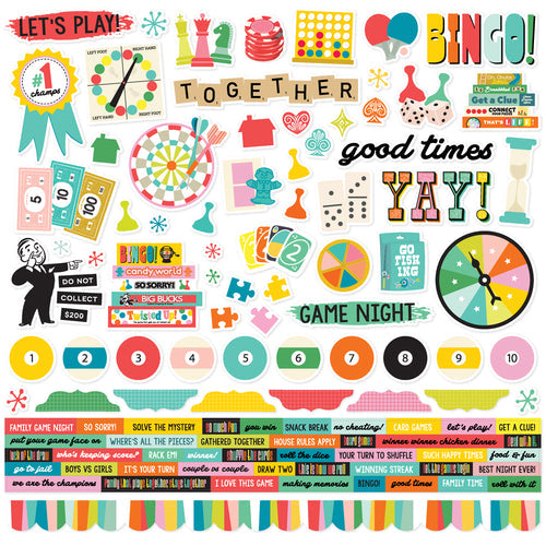 Simple Stories - Game Night Cardstock Stickers 12x12"