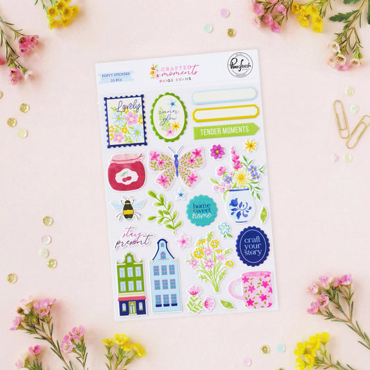 Pinkfresh Studio - Paige Evans Crafted Moments Puffy Stickers (25pcs)