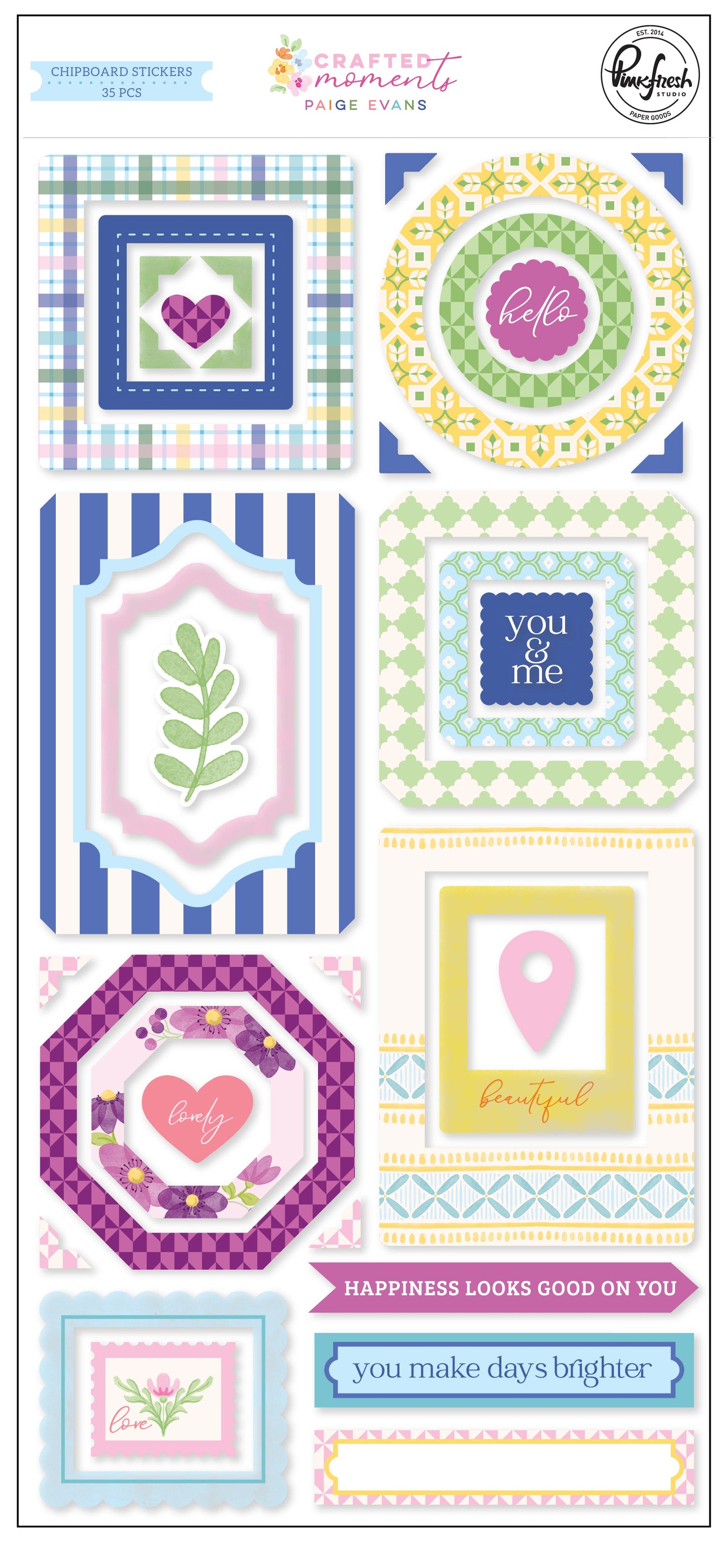 Pinkfresh Studio - Paige Evans Crafted Moments Chipboard Stickers (35pcs)