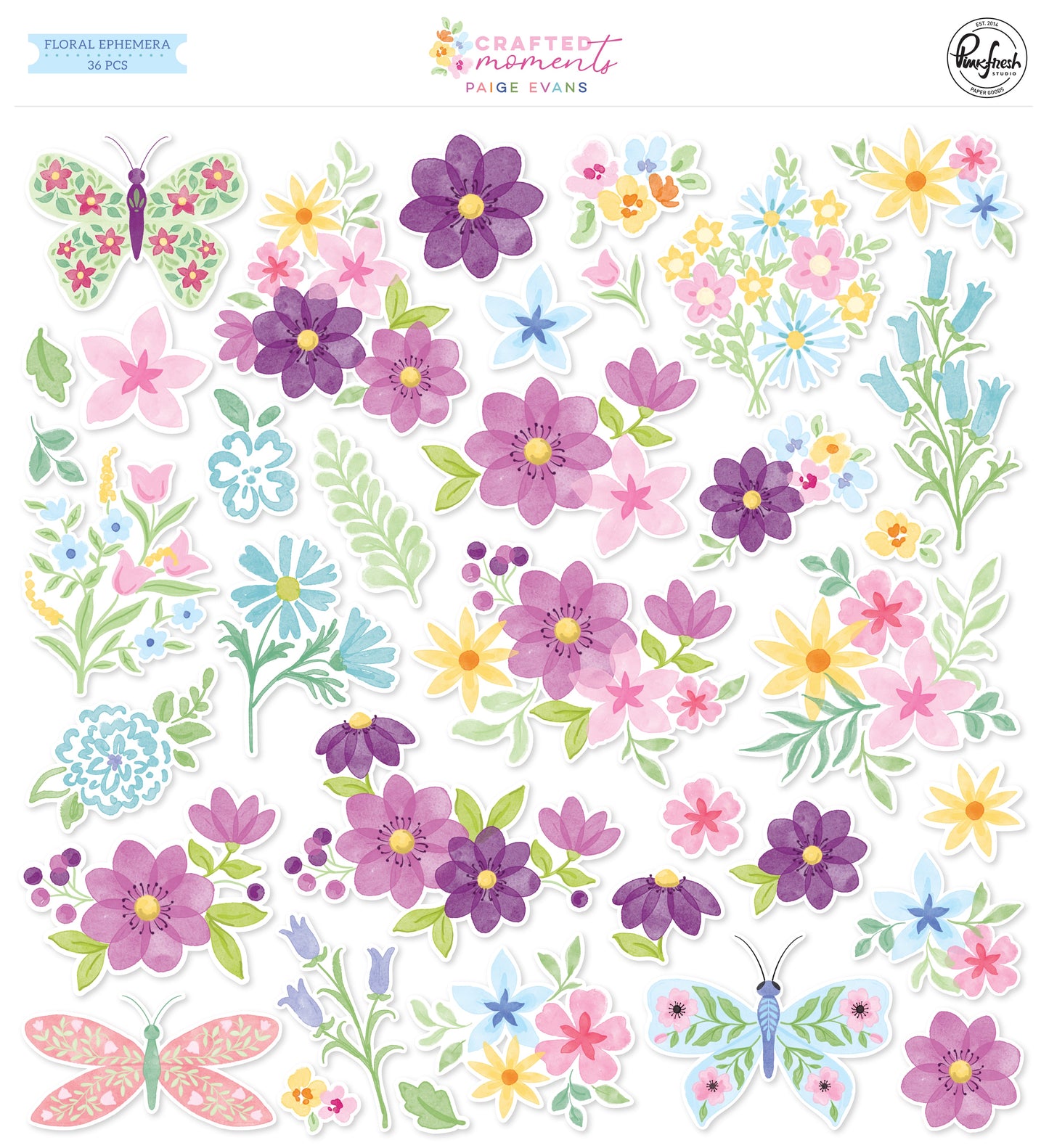 Pinkfresh Studio - Paige Evans Crafted Moments Floral Ephemera (36pcs)