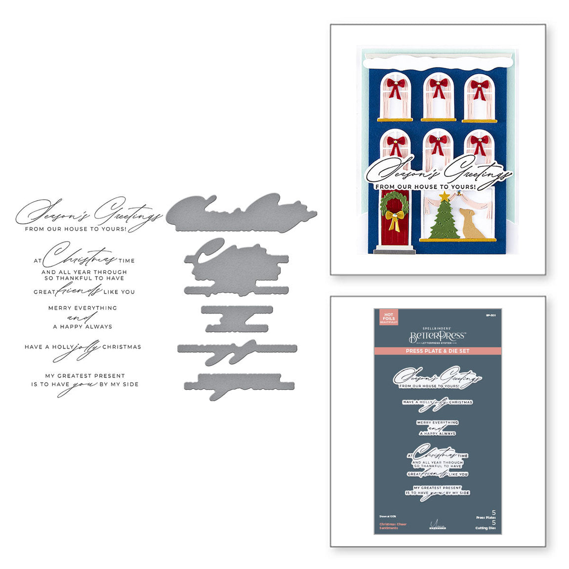 Spellbinders - City Holiday BetterPress Plate & Die Set Christmas Cheer Sentiments