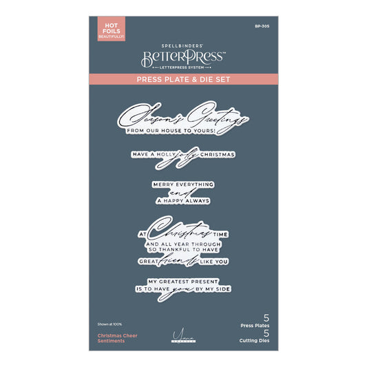 Spellbinders - City Holiday BetterPress Plate & Die Set Christmas Cheer Sentiments