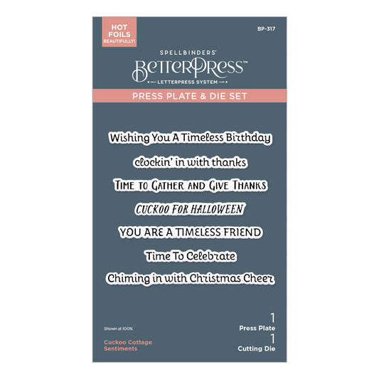 Spellbinders - Cuckoo Cottage BetterPress Plate & Die Set Cuckoo Cottage Sentiments