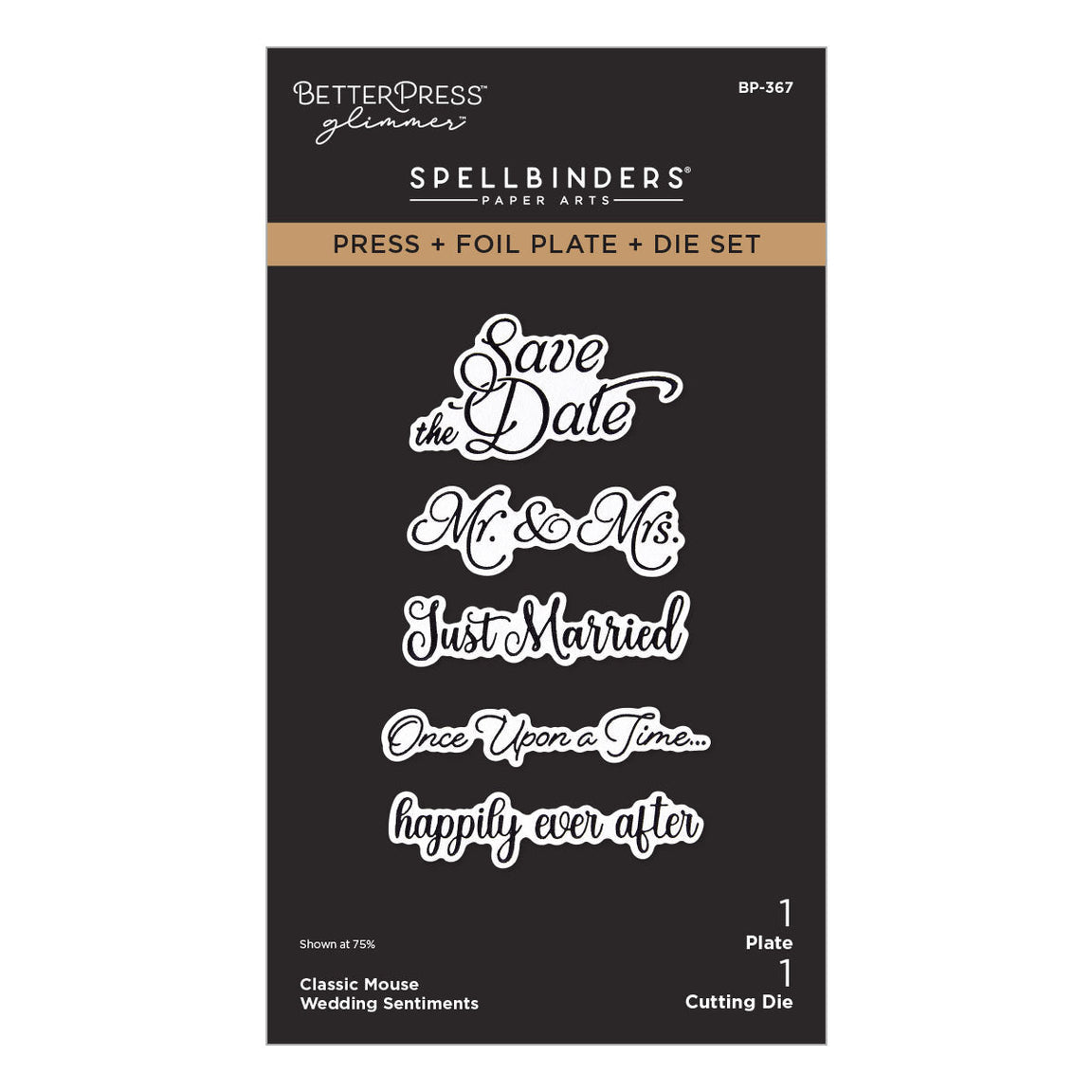 Spellbinders - Classic Mouse Wedding Press + Foil Plate & Die Set Sentiments