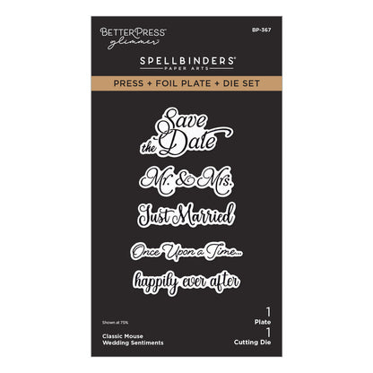 Spellbinders - Classic Mouse Wedding Press + Foil Plate & Die Set Sentiments