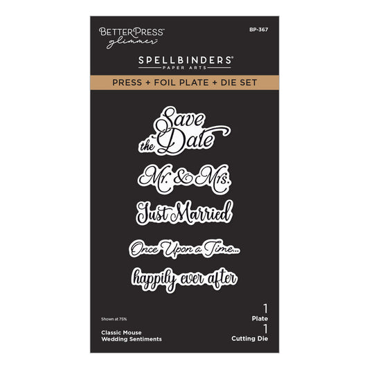 Spellbinders - Classic Mouse Wedding Press + Foil Plate & Die Set Sentiments