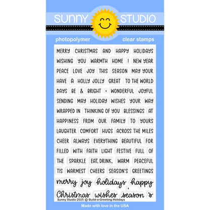 Sunny Studio Build-A-Greeting Holidays 4x6 Christmas Sentiments Clear Craft Stamps