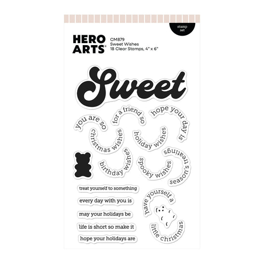 Hero Arts - Beary Sweet Holiday Stamp Set Sweet Wishes
