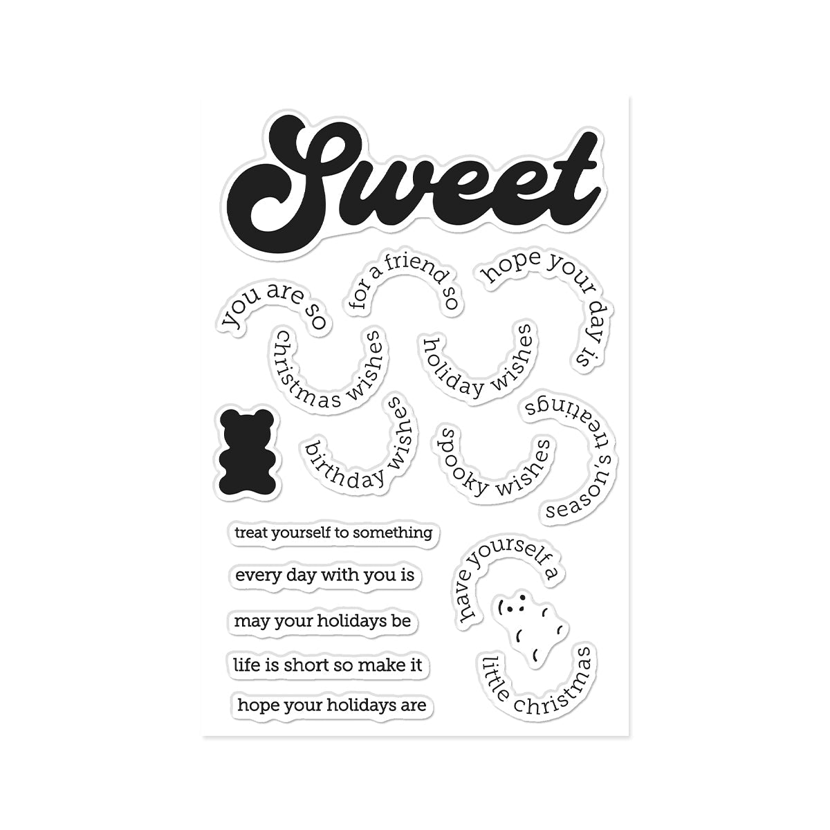 Hero Arts - Beary Sweet Holiday Stamp Set Sweet Wishes