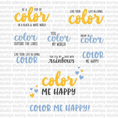 Sunny Studio - Color Me Happy Stamps & Word Die