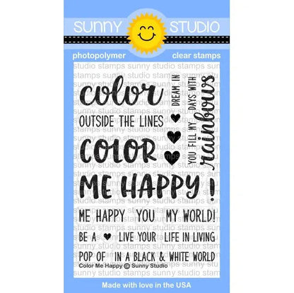 Sunny Studio - Color Me Happy Stamps & Word Die