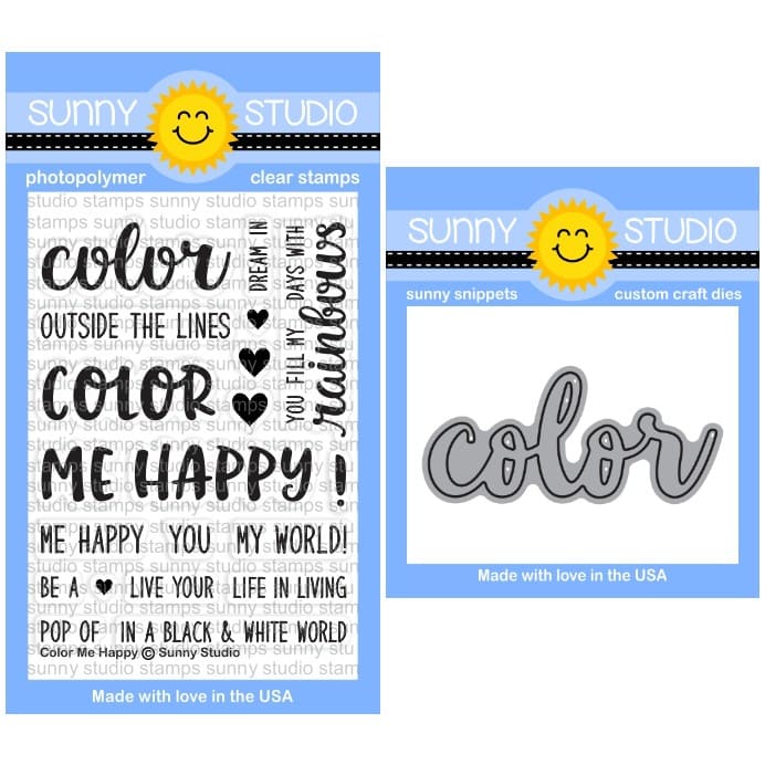 Sunny Studio - Color Me Happy Stamps & Word Die
