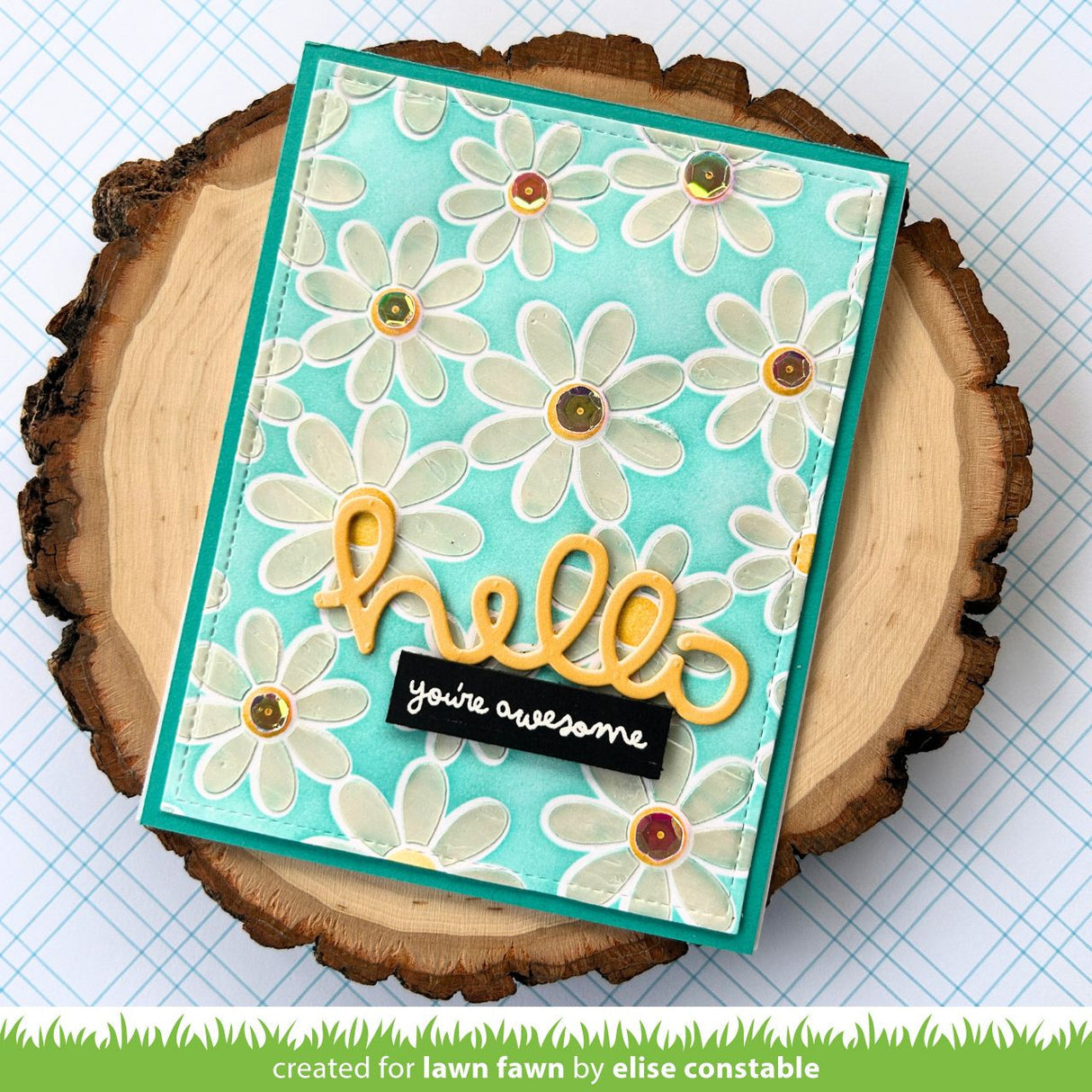 Lawn Fawn - Daisy Bloom Background Stencils (3pcs)