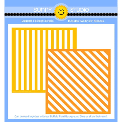 Sunny Studio - Diagonal & Straight Stripes Stencils (2pcs)