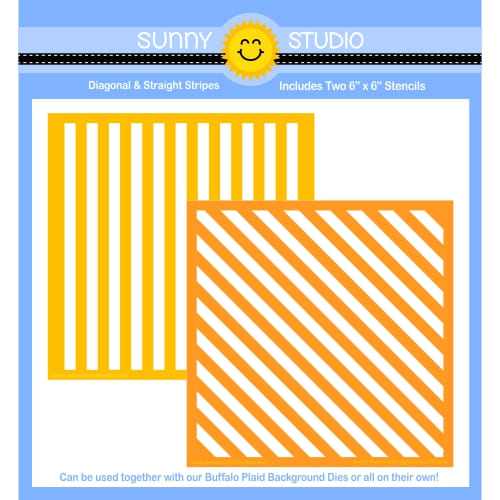 Sunny Studio - Diagonal & Straight Stripes Stencils (2pcs)