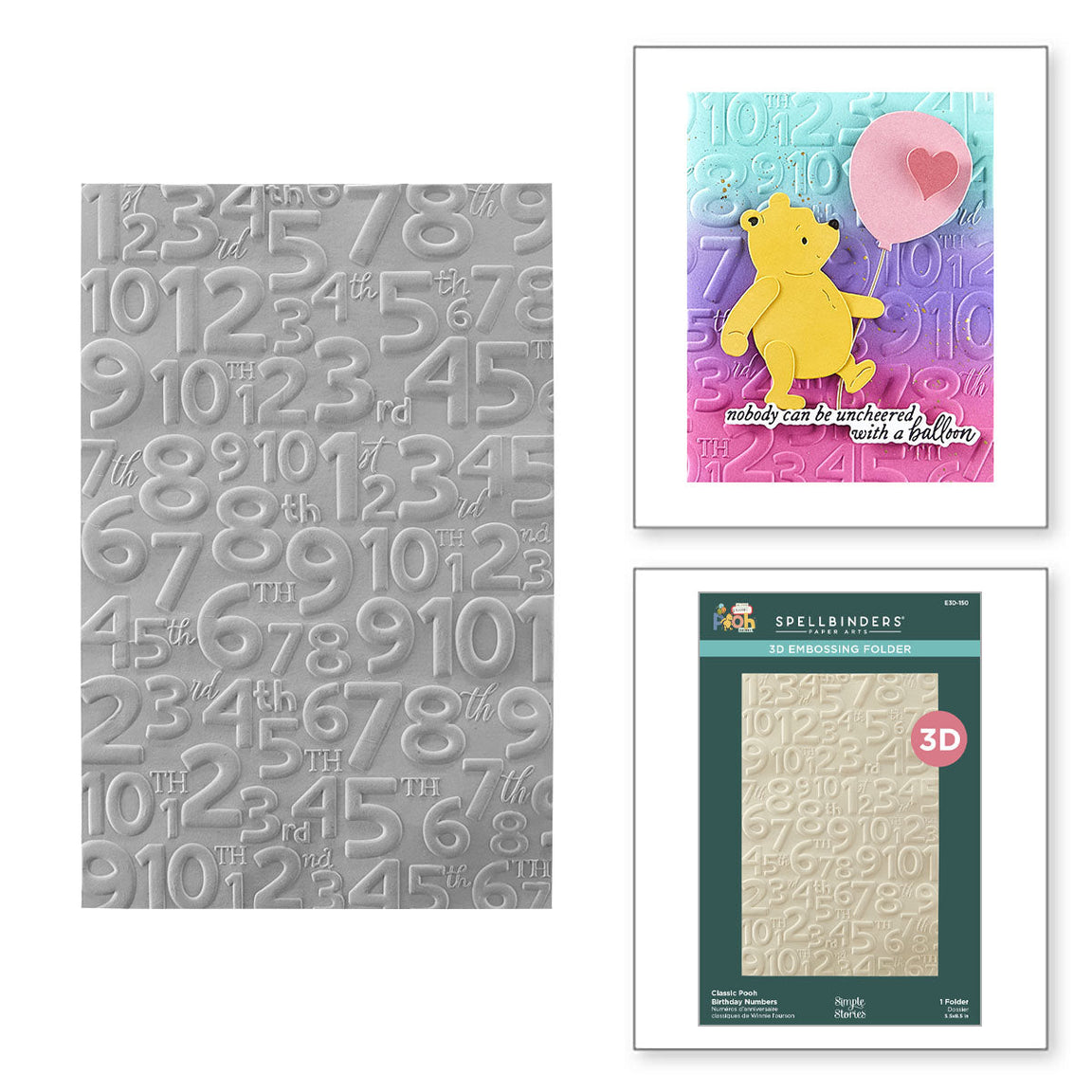 Spellbinders - Classic Pooh Birthday 3D Embossing Folder Numbers