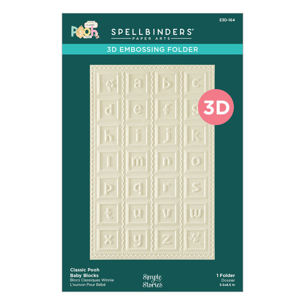 Spellbinders - Say Cheese Classic Pooh Baby 3D Embossing Folder Classic Pooh Baby Blocks