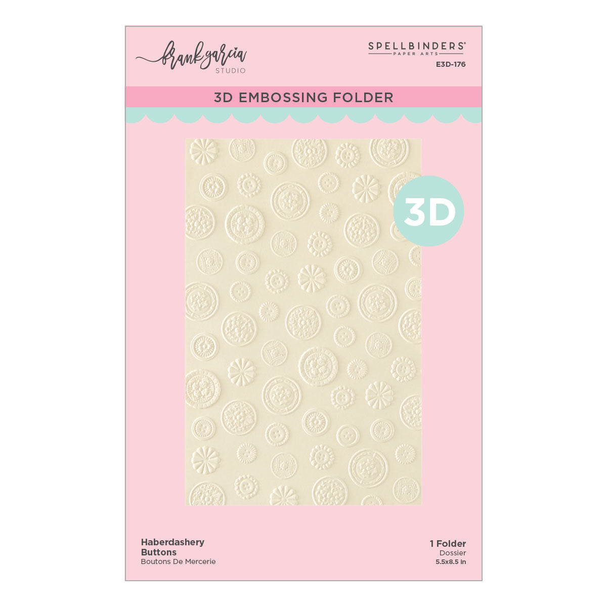 Spellbinders - Haberdashery Buttons  3D Embossing Folder Haberdashery Buttons