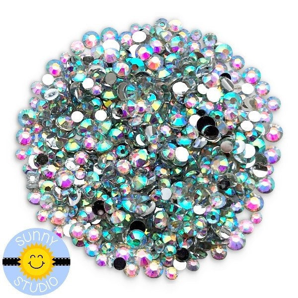 Sunny Studio Stamps Transparent Iridescent Faux Jewels Rhinestones Crystals Gems- 3mm, 4mm & 5mm