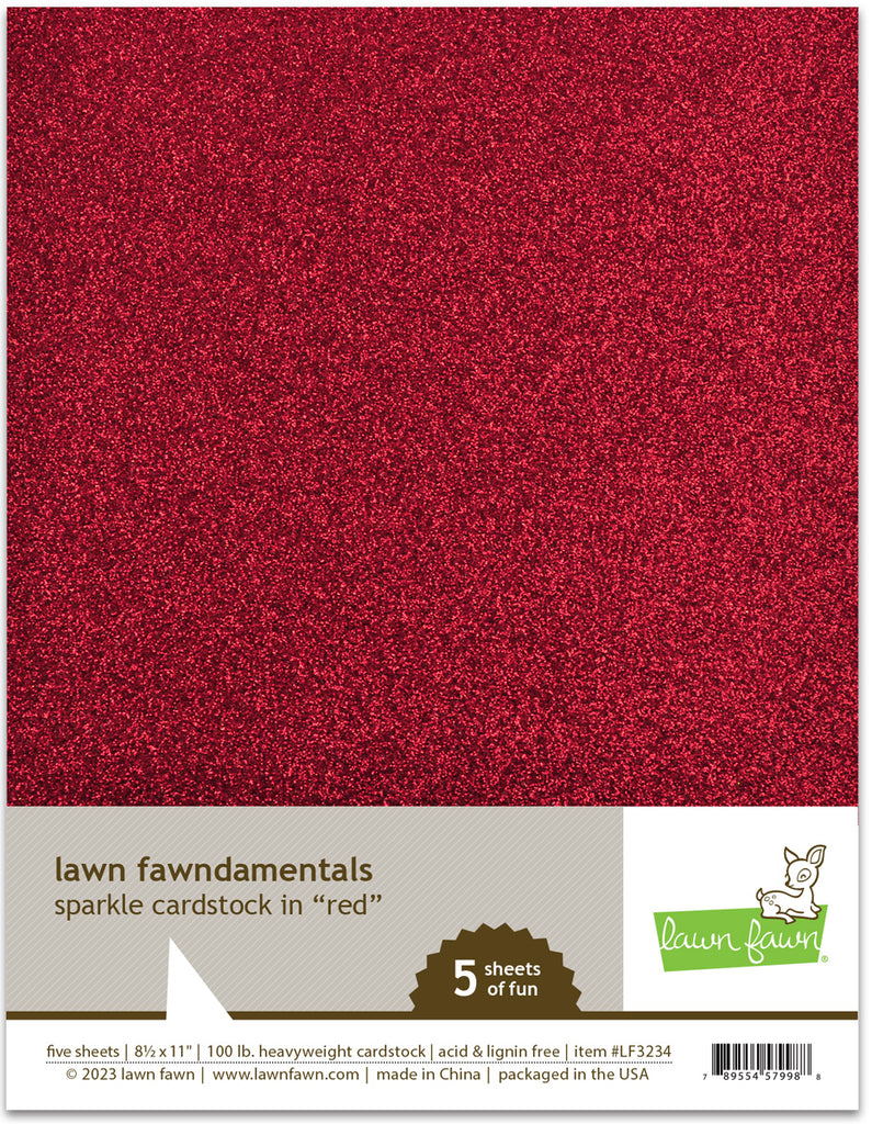 Lawn Fawn - Sparkle Cardstock - Red (5 sheets)