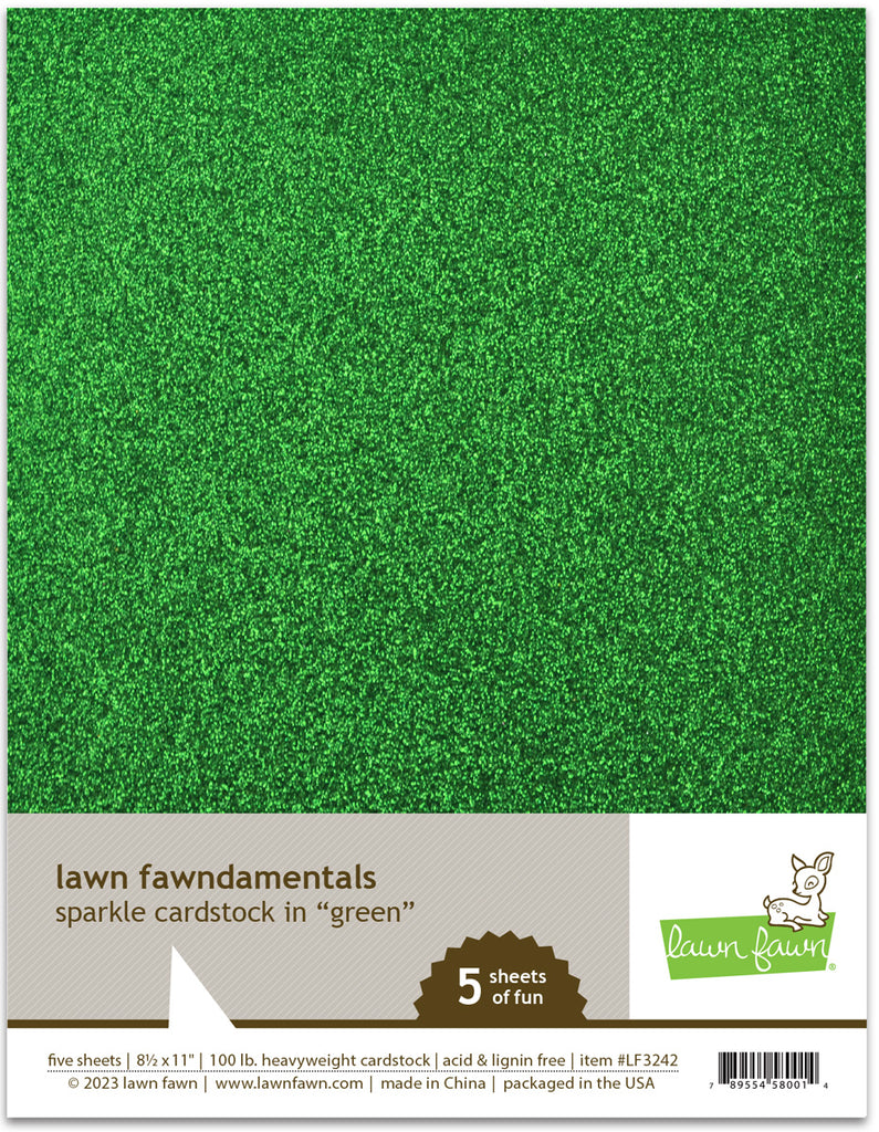 Lawn Fawn - Sparkle Cardstock - Green (5 sheets)