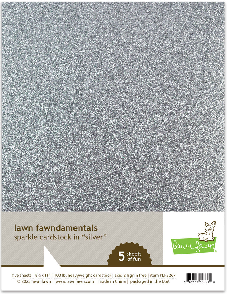 Lawn Fawn - Sparkle Cardstock - Silver (5 sheets)