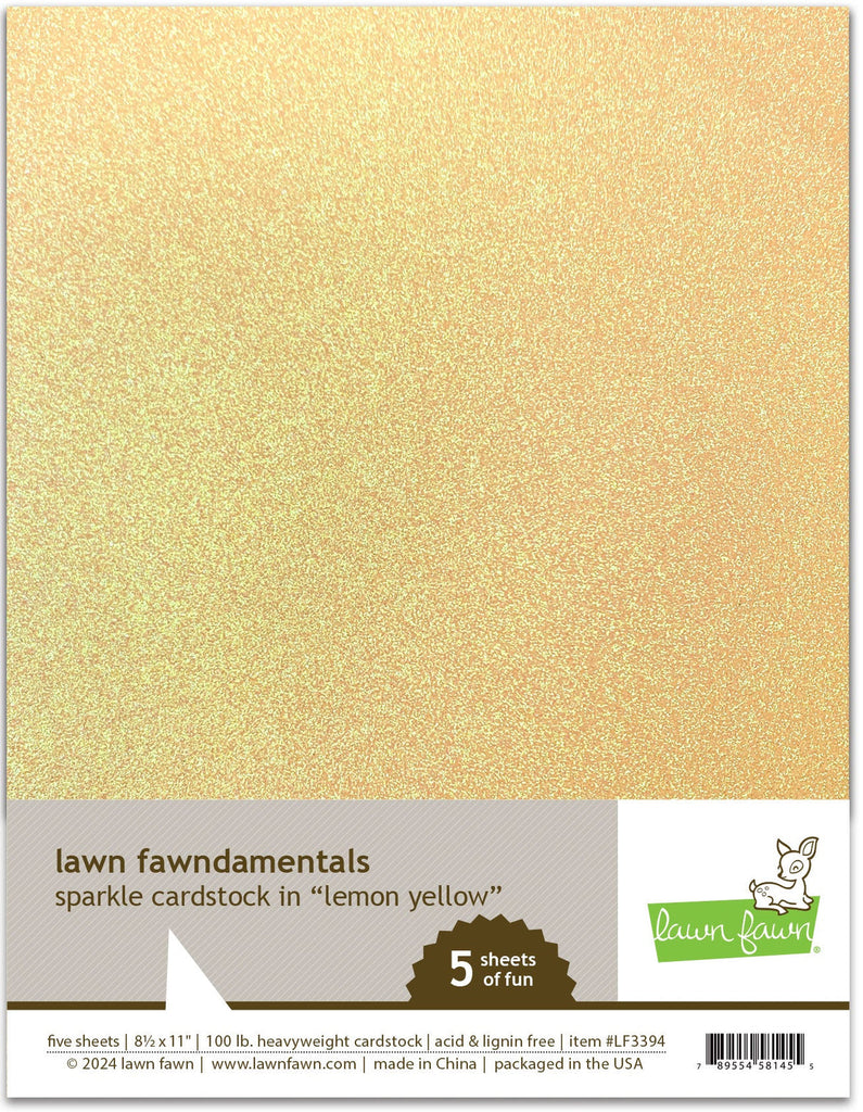 Lawn Fawn - Sparkle Cardstock - Lemon Yellow (5 sheets)