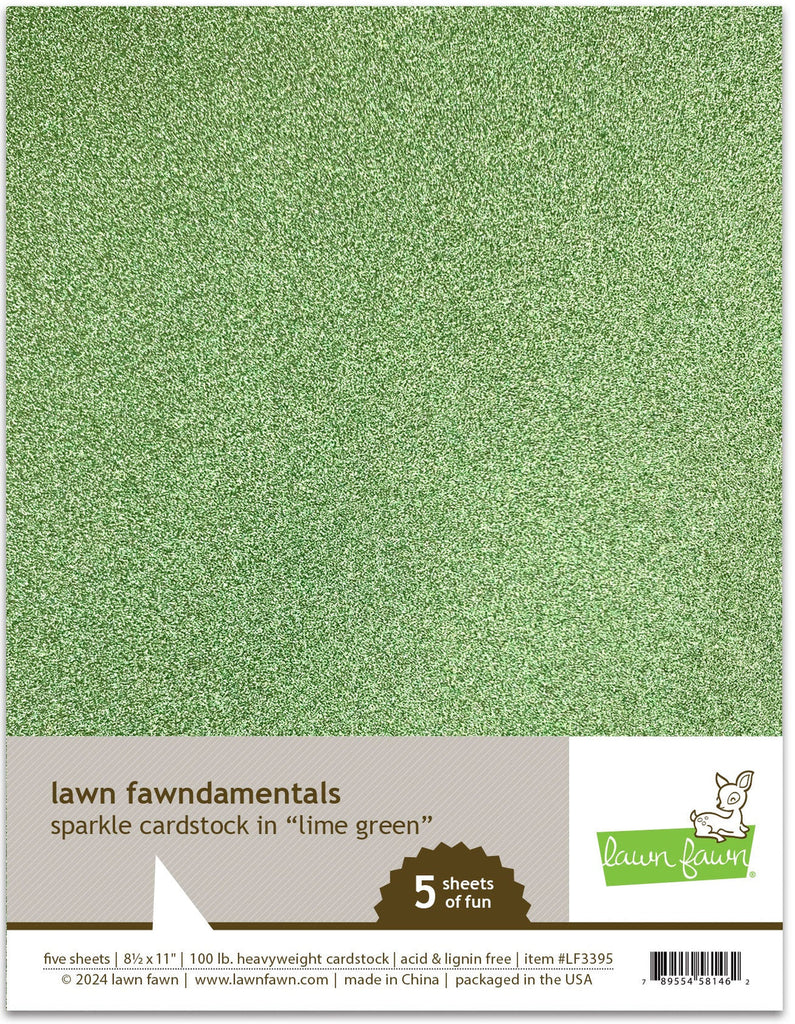 Lawn Fawn - Sparkle Cardstock - Lime Green (5 sheets)