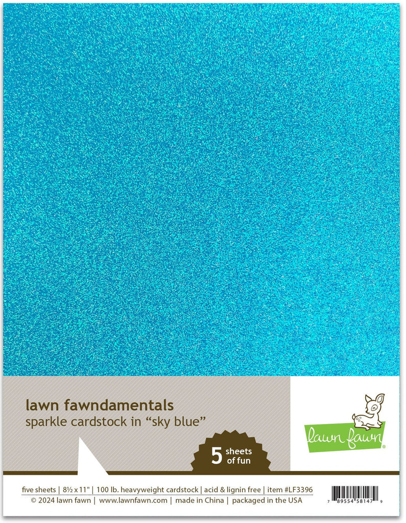 Lawn Fawn - Sparkle Cardstock - Sky Blue (5 sheets)