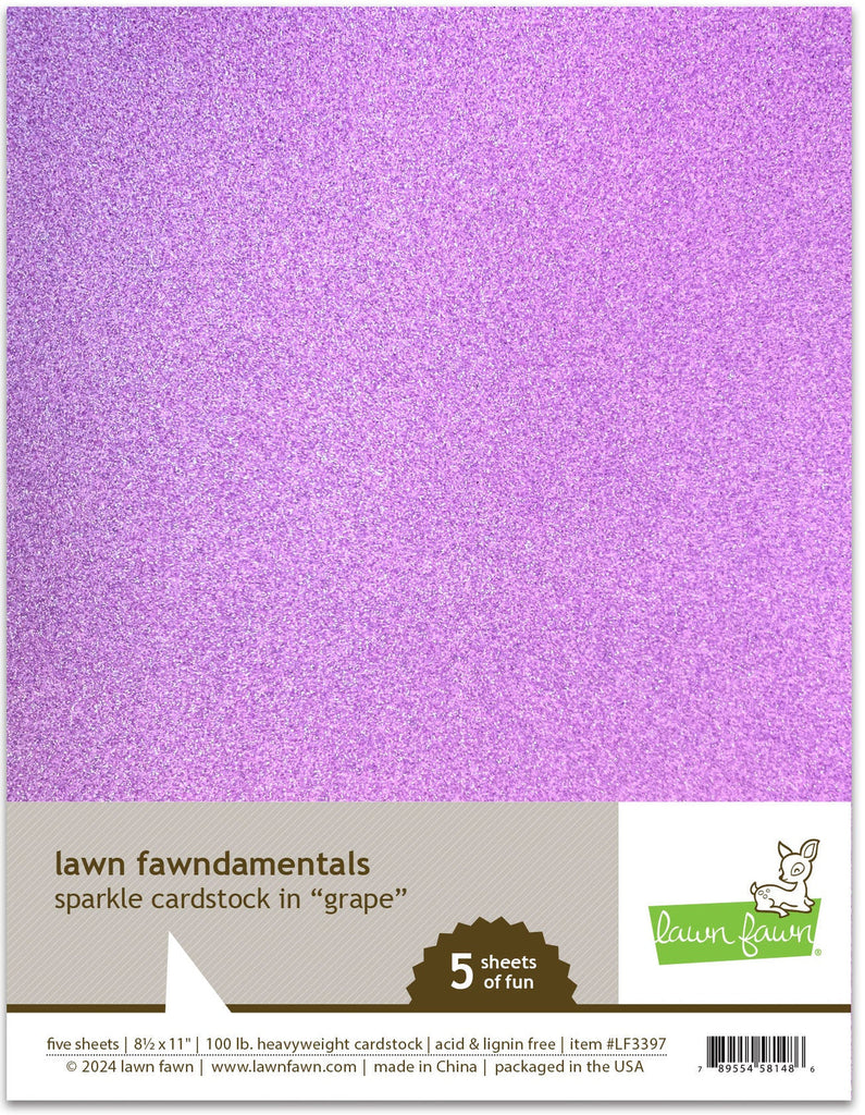 Lawn Fawn - Sparkle Cardstock - Grape (5 sheets)