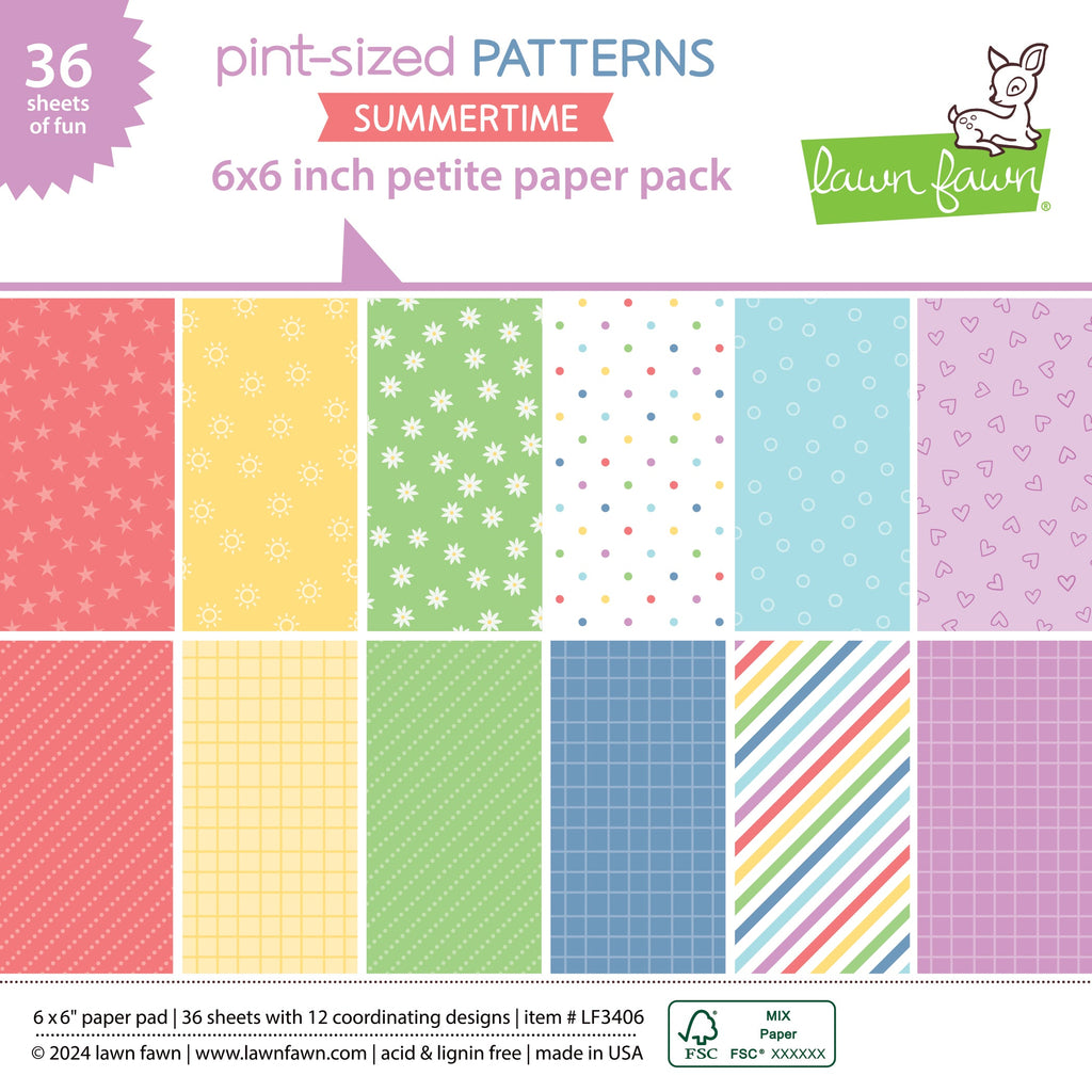 Lawn Fawn - Pint-Sized Patterns Summertime - Petite Paper Pack 6x6"