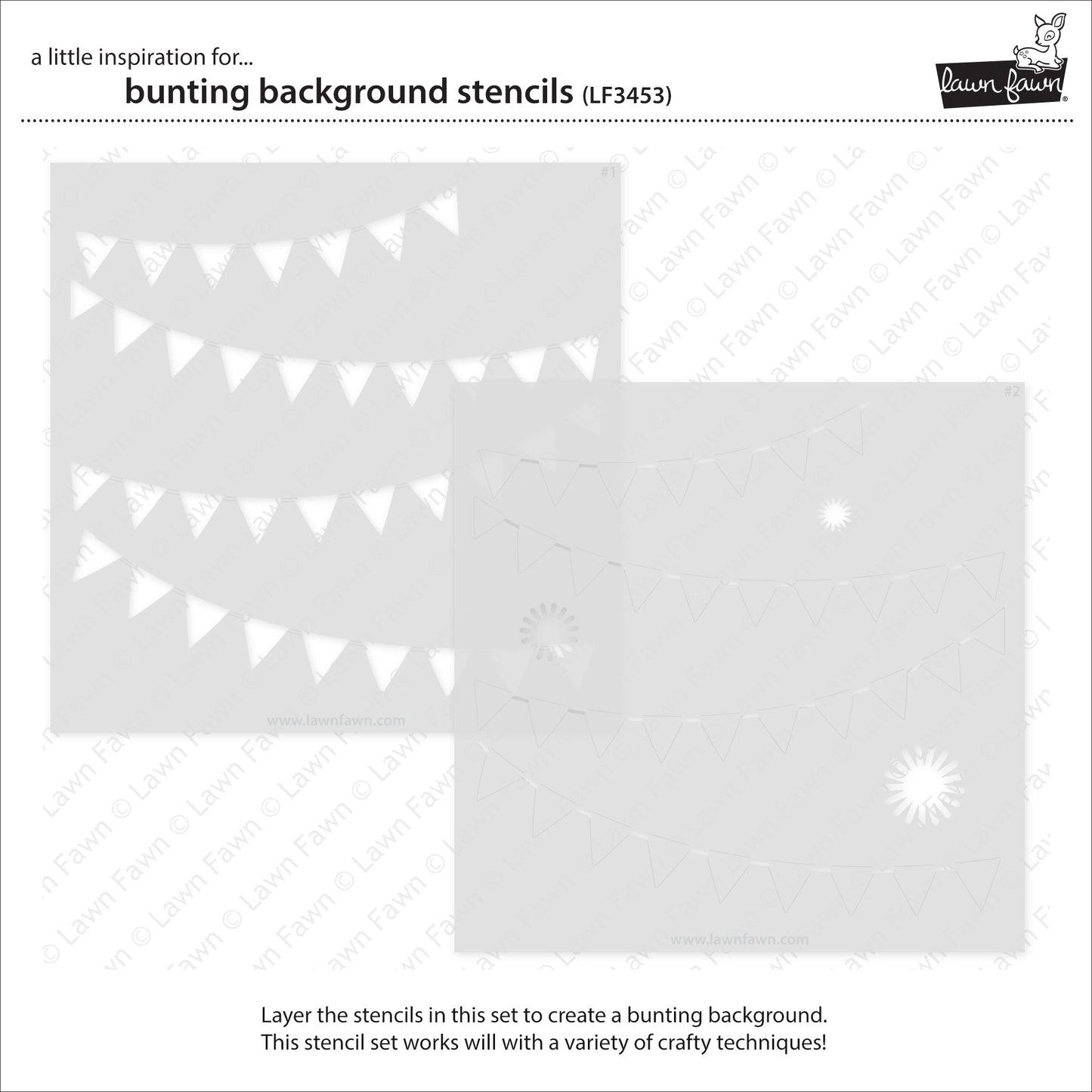 Lawn Fawn - Bunting Background Stencils (2pcs)