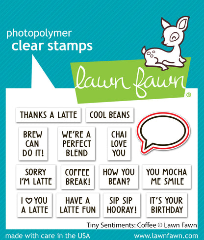 Lawn Fawn - Tiny Sentiments: Coffee Lawn Cuts