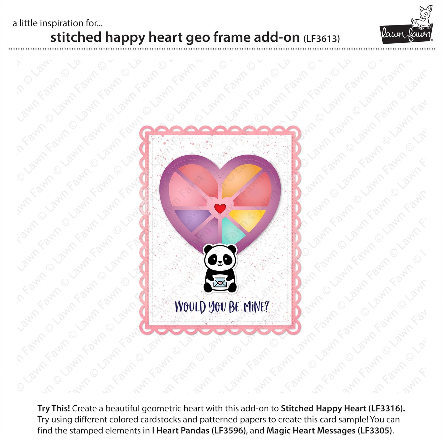 Lawn Fawn - Stitched Happy Heart Geo Frame Add-On